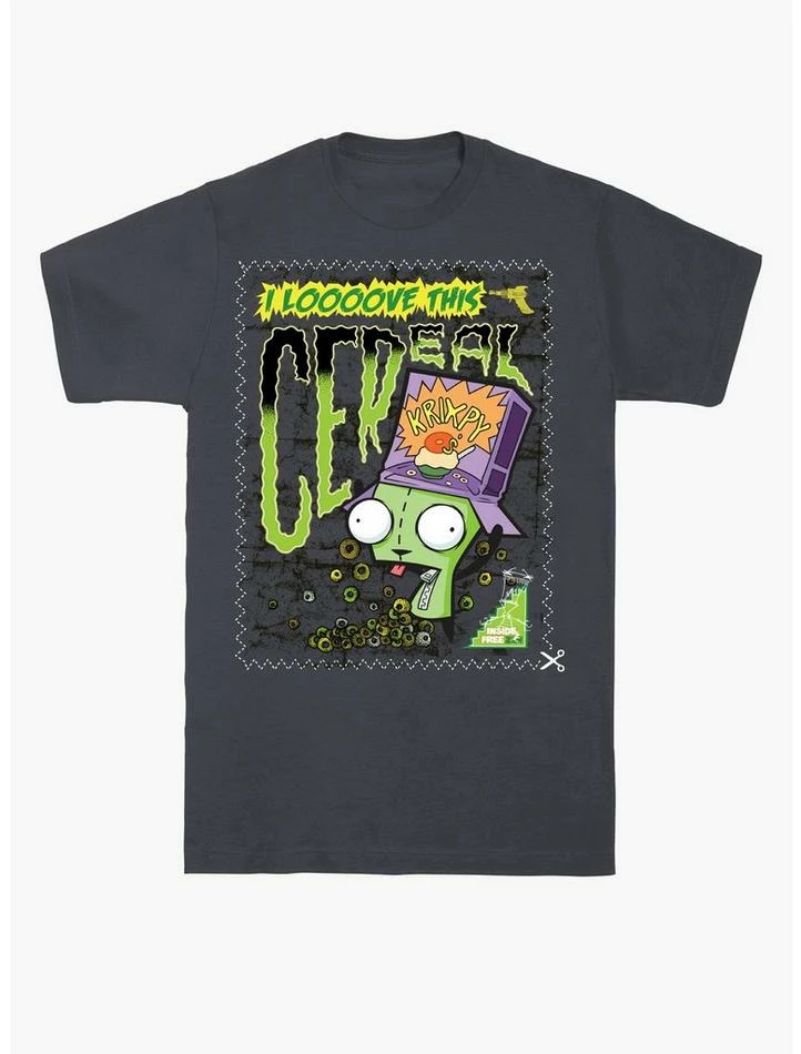 Cheap 🥰 Invader Zim I Love Cereal T-Shirt 🤩 - Image 5