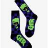 Brand new ✔️ Invader Zim GIR Purple & Black Checkered Crew 🧦 Socks 🎁