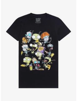 Buy 🌟 Invader Zim GIR Eating Collage Boyfriend Fit 👧 Girls T-Shirt 🤩