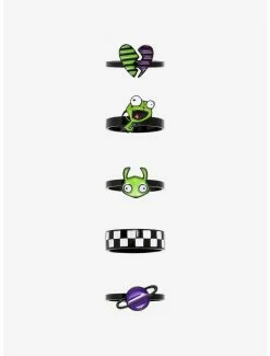 New ⭐ Invader Zim GIR Planet Black Ring Set 😍