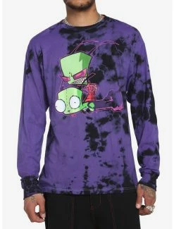 Best Sale 😉 Invader Zim GIR & Zim Purple Wash Long-Sleeve T-Shirt ✔️