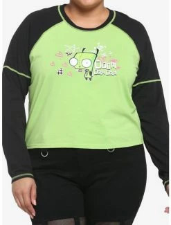 Flash Sale π₯° Invader Zoom GIR Contrast Stitch π§ Girls Raglan Long-Sleeve Top Plus Size π