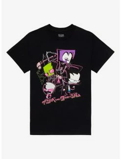 Discount 🥰 Invader Zim Neon Group Boyfriend Fit 👧 Girls T-Shirt 🔔