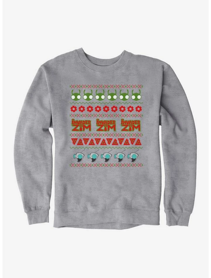 Deals ๐ Invader Zim Ugly ๐ Christmas Pattern Sweatshirt ๐ - Image 4