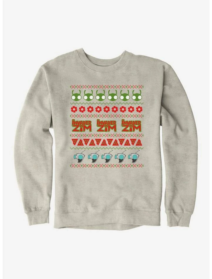 Deals ๐ Invader Zim Ugly ๐ Christmas Pattern Sweatshirt ๐